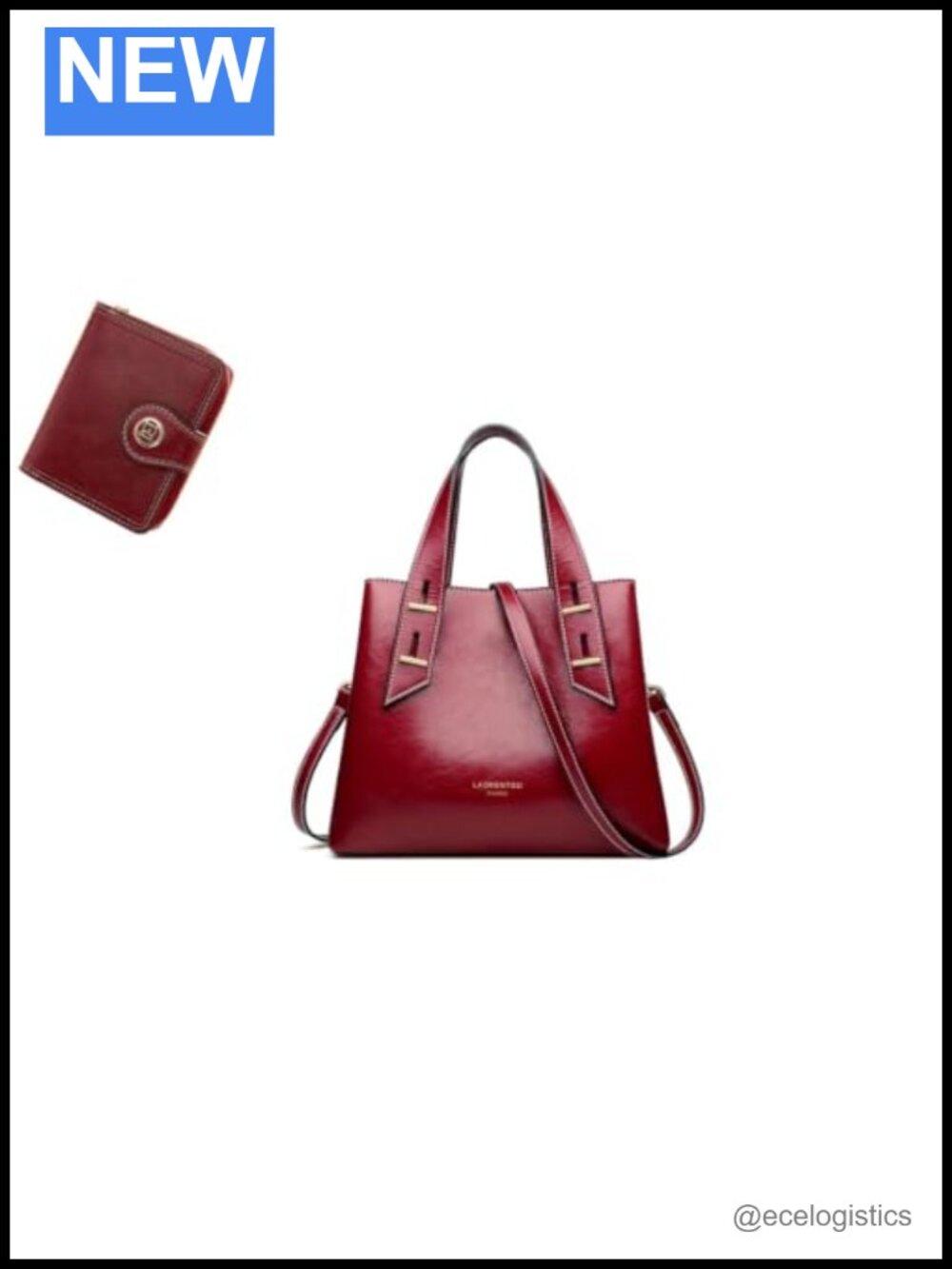 Genuine Leather Women's Crossbody Satchel Handbag with Bifold Wallet